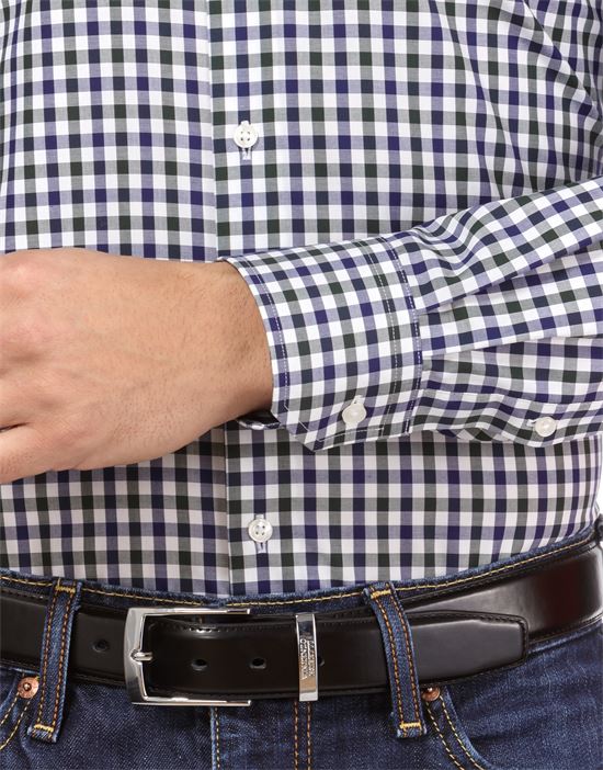 Shirt, regular-fit, checked with contrasting trim - non-iron