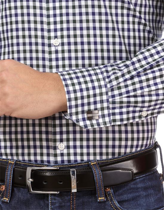 Shirt, regular-fit, checked with contrasting trim - non-iron