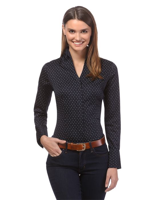 Bluse, modern-fit, Kelchkragen, uni - bügelleicht