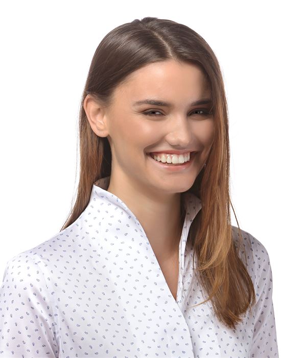 Blouse, modern-fit, cup-shaped collar, uni - easy iron