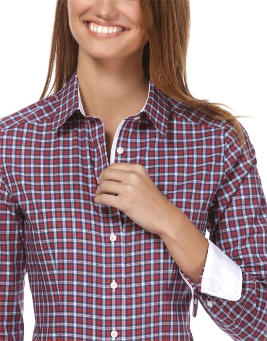 Bluse, modern-fit, kariert - bügelleicht