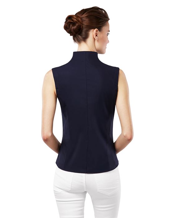 Blouse, sleeveless, modern-fit, cup-shaped collar , uni - easy iron
