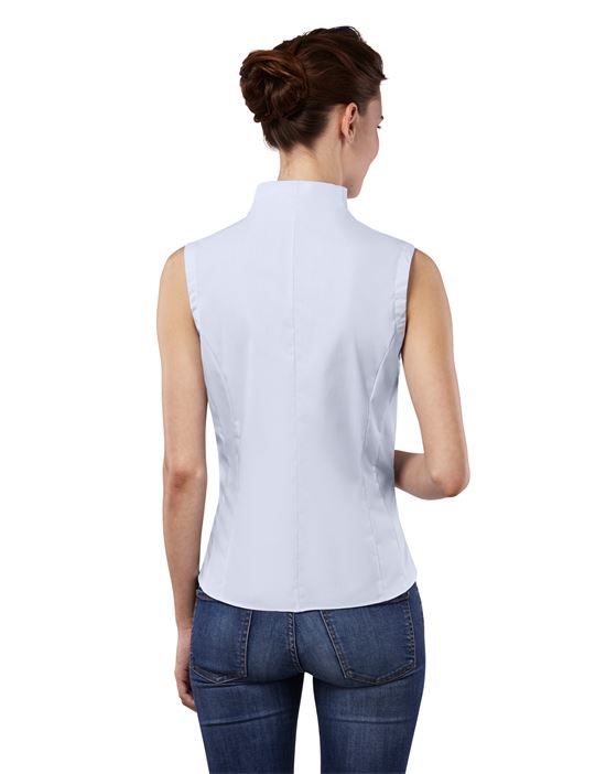 Blouse, sleeveless, modern-fit, cup-shaped collar , uni - easy iron
