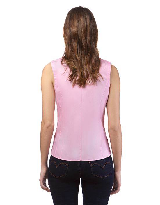 Blouse, sleeveless, modern-fit, cup-shaped collar , uni - easy iron