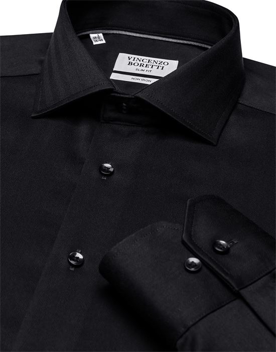 Hemd, slim-fit / tailliert, Fischgrat - bügelfrei