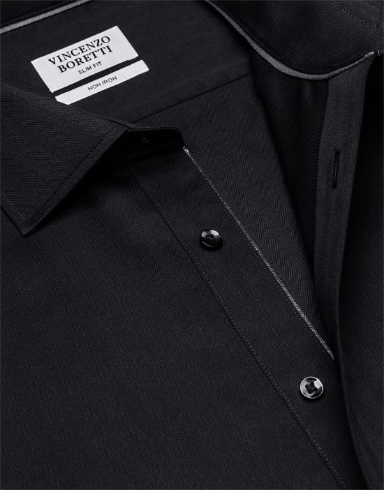 Hemd, slim-fit / tailliert, Fischgrat - bügelfrei
