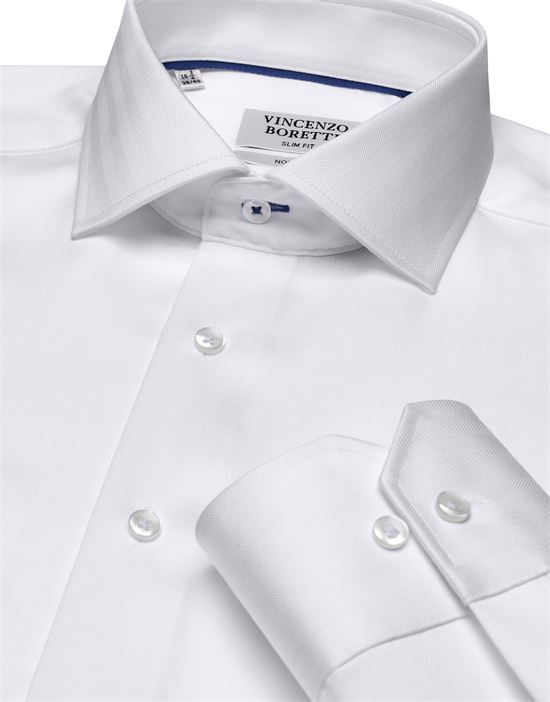Shirt, slim-fit / fitted, herringbone - non-iron