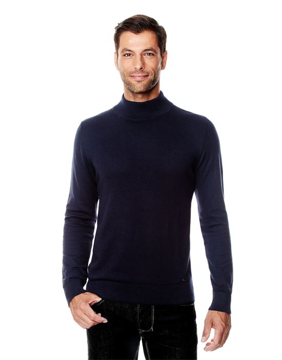 Jumper with ribbed turtle-neck, slim-fit